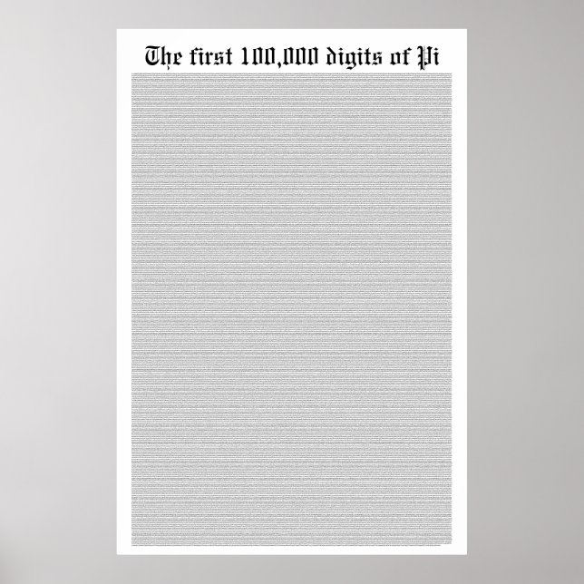 Poster Os primeiros 100.000 dígitos de Pi (Frente)