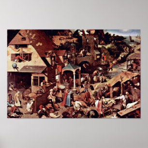 Póster Os provérbio holandeses por Bruegel D. Ä. Pieter