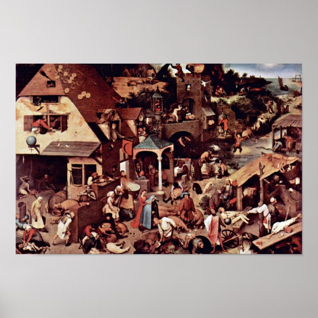 Póster Os Provérbios Neerlandeses De Bruegel D. Ä. Pieter (Frente)