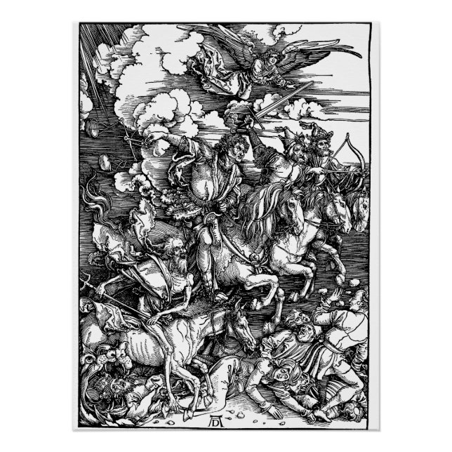Póster Os Quatro Cavalos (Durer 1511) (Frente)