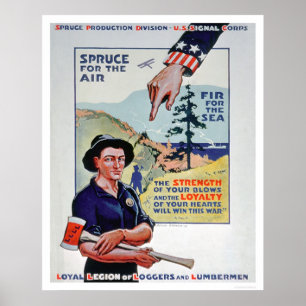 Póster Os registadores e os Lumbermen ajudam ao esforço