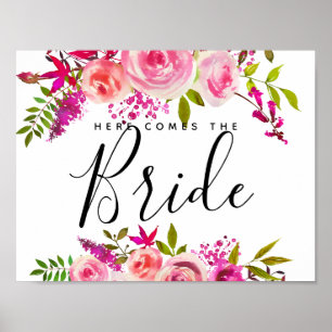 Poster os rosas de cristal aqui vêm a noiva