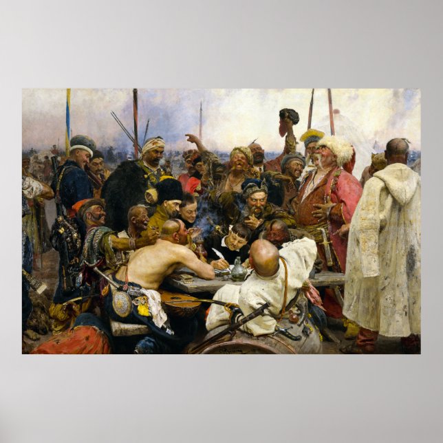 Poster Os sacos Zaporozhye de Ilya Repin (Frente)