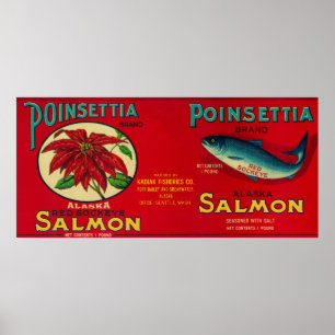 Póster Os salmões da poinsétia podem etiquetar