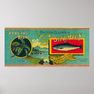 Póster Os salmões do Arbutus podem LabelVancouver, BC