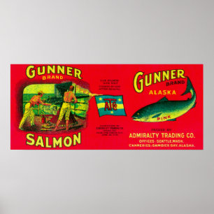Poster Os salmões do artilheiro podem a baía de