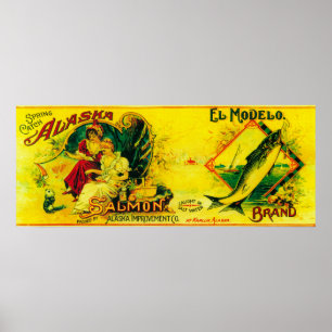 Poster Os salmões do EL Modelo podem LabelKarluk, AK