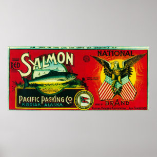 Poster Os salmões nacionais podem LabelKodiak, AK