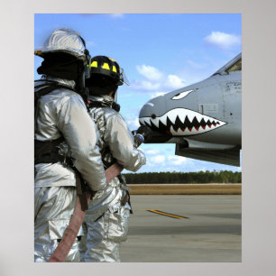 Poster Os sapadores-bombeiros distribuem uma mangueira de