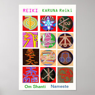 Póster Os símbolos curas do mestre de REIKI KARUNA