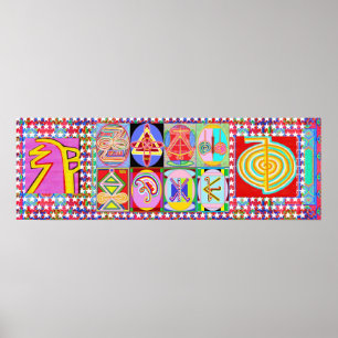 Póster Os símbolos curas do mestre de REIKI Karuna