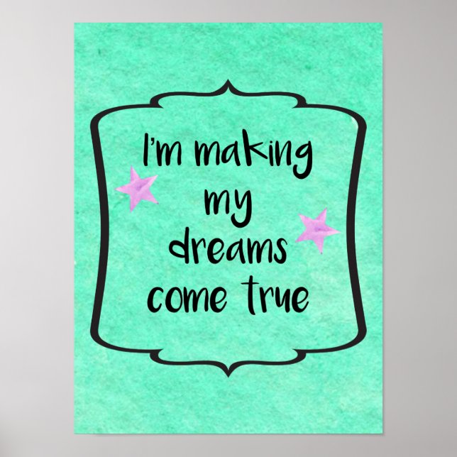 Póster Os Sonhos Chegam A Uma Verdadeira Cotação Motivaci (Frente)