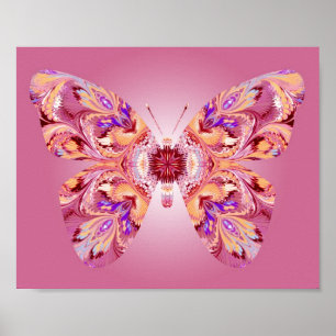 Póster Os sonhos da borboleta imprimem o rosa e a laranja