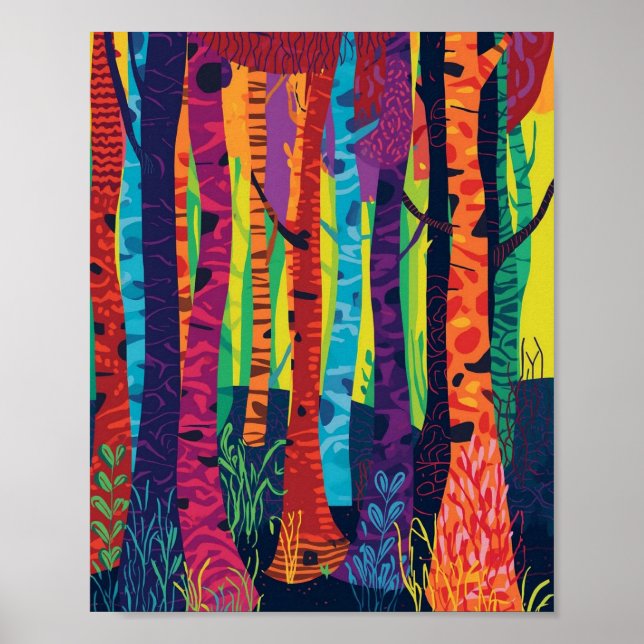 Poster Os Sussurros Elétricos do Bosque Prismático (Frente)