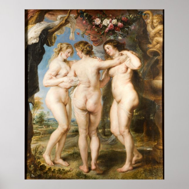 Poster Os Três Graus, por Peter Paul Rubens por volta de  (Frente)