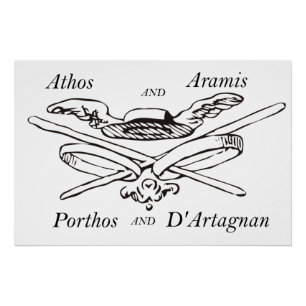 Póster Os Três Mosqueteiros Athos Aramis Porthos Artagnan