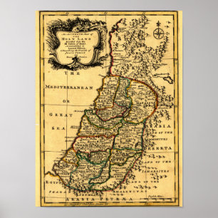 Póster Os tribos de Israel no mapa de PalestinePanoramic