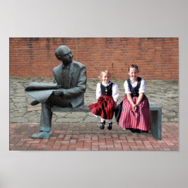 Poster Os visitantes de hoje incluíram meninas vestidas c