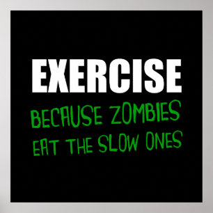 Poster Os zombis do exercício comem o lentos