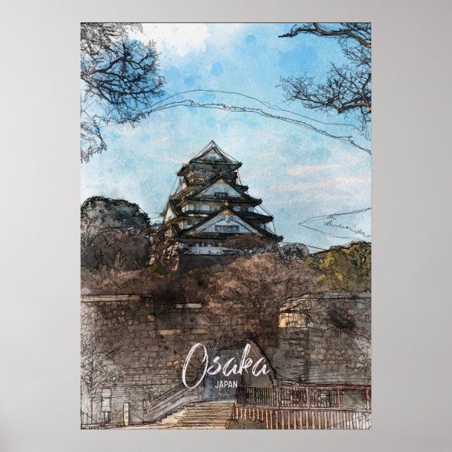 Poster Osaka Castle Sketch (Frente)