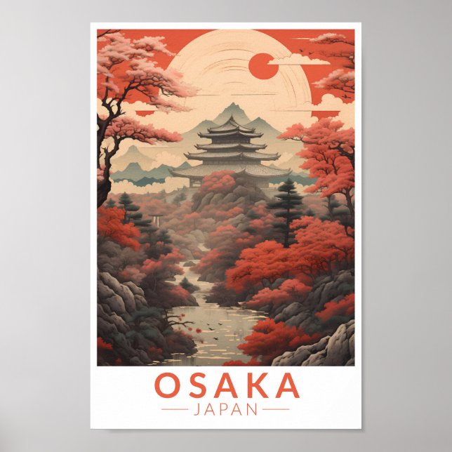 Poster Osaka Japan Viagem Art Vintage (Frente)