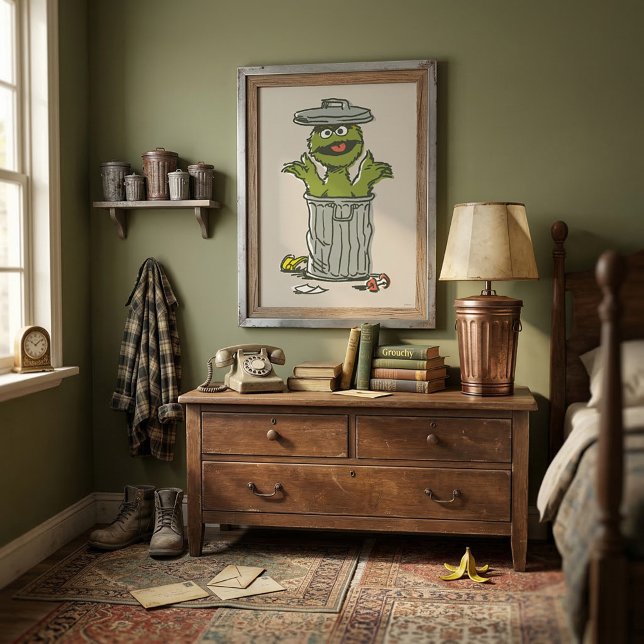 Poster Oscar the Grouch Vintage (Generated image of large size poster on wall)