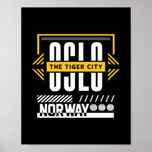 Poster Oslo Noruega - A Cidade do Tigre Tipografia Urbana