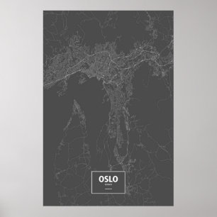 Poster Oslo, Noruega (branca no preto)