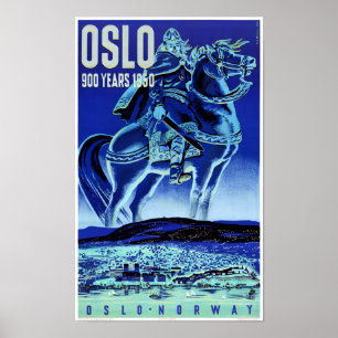 Póster Oslo Noruega Viagens vintage Restaurada