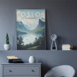Poster Oslo Norway Viagem Art Vintage<br><div class="desc">Oslo retro vetor viagem design. Oslo,  a capital da Noruega,  senta-se na costa sul do país à frente do Oslofjord.</div>