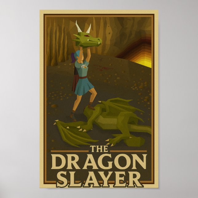 Poster OSRS (Old School RuneScape) Dragon Slayer Victory (Frente)