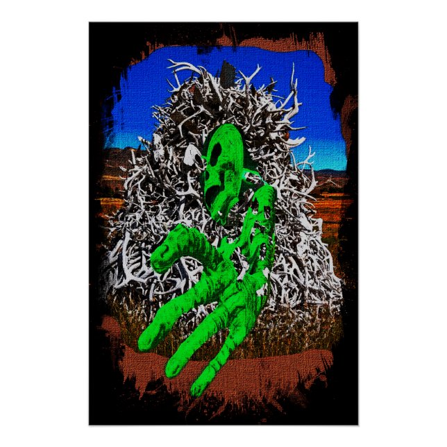 Póster Ossos do esqueleto das bruxas fervem os dedos 3D (Frente)