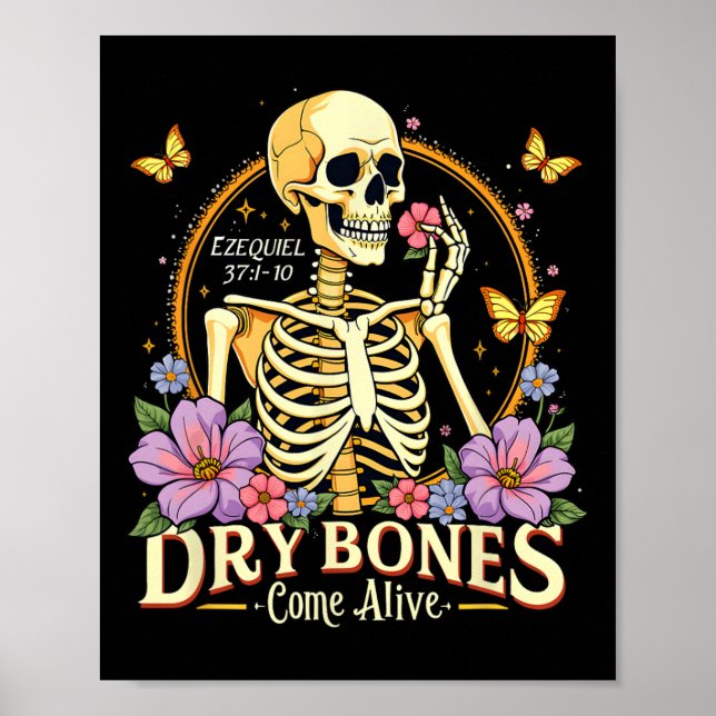 Poster Ossos secos vêm vivos dançando esqueleto Jesus Hal (Frente)