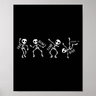 Poster Ossos Secos Vêm Vivos Relaxados Dancem De Esquelet