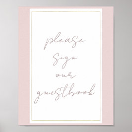 Poster Ostra Rosa & Dourado Sinal de Livro de Visitas de