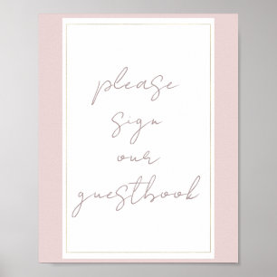 Poster Ostra Rosa & Dourado Sinal de Livro de Visitas de 