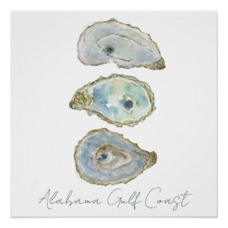 Póster Ostras de Aquarelas - Design Vertical Personalizáv