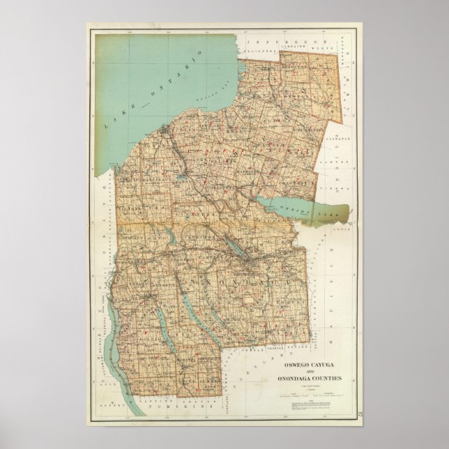 Póster Oswego, Cayuga, condados de Onondaga (Frente)