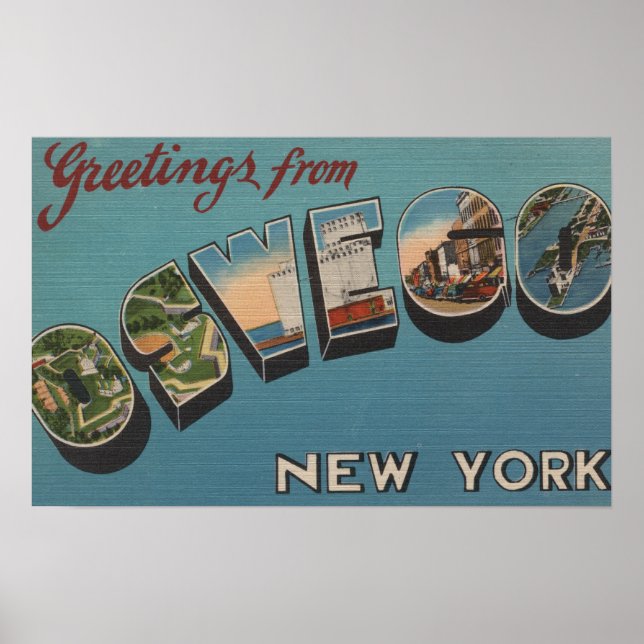Poster Oswego, Nova York - Cenas de Letras Grandes (Frente)