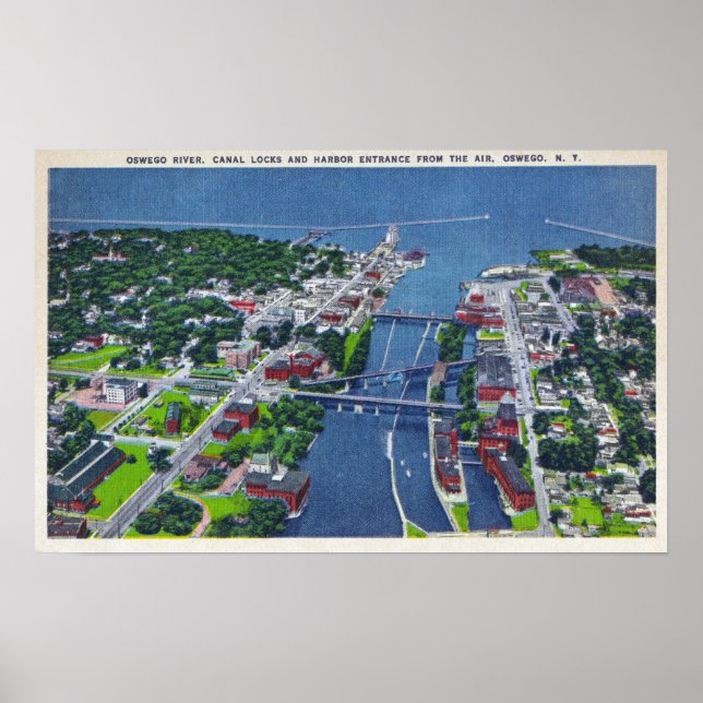Poster Oswego River, Locks, Harbor Entrance (Frente)