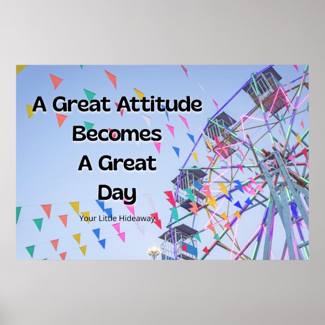 Poster "Ótima Atitude" Citação Positiva (Frente)