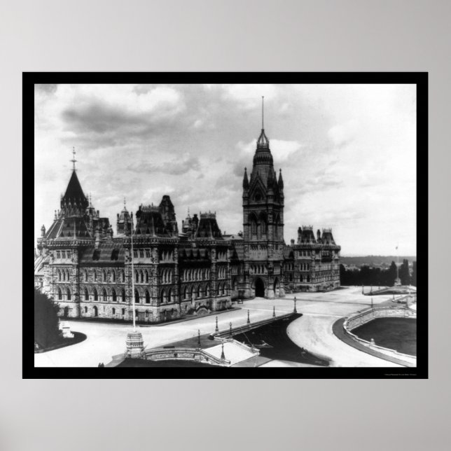 Póster Ottawa Canadá Parlamento Edifícios 1922 (Frente)