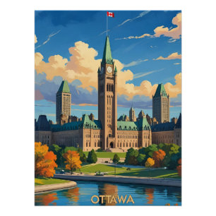 Póster Ottawa Canada Parliament Building, City Skyline
