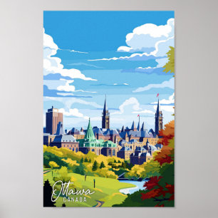 Poster Ottawa Canada Vintage art viagem ilustração