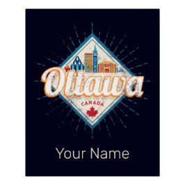 Póster Ottawa Skyline Ontario Retro Canada Vintage