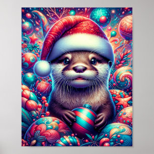 Poster Otter Natal Festivo Adorável