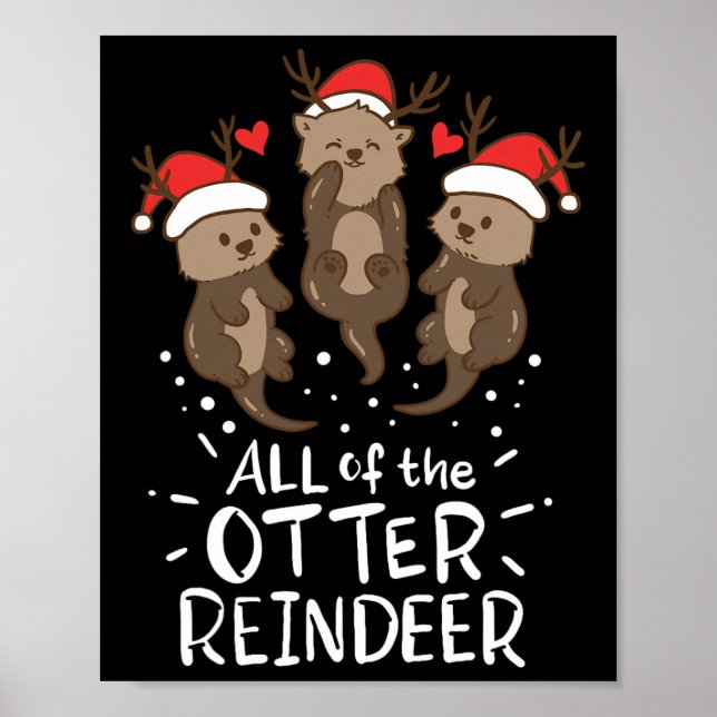 Poster Otter Reindeer Deer Natal Xmas Presente (Frente)