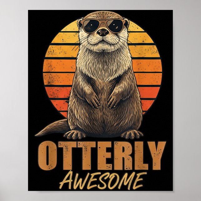 Poster Otterly Awesome Retro Sunset Sea Otter Lover Graph (Frente)