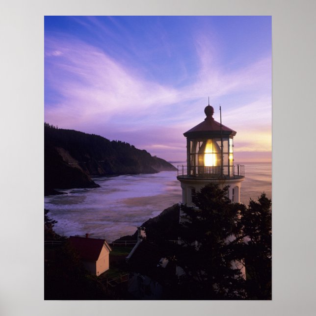 Póster OU, Costa de Oregon, Farol da Cabeça de Heceta, li (Frente)