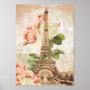Poster ou impressão romântico do vintage do rosa